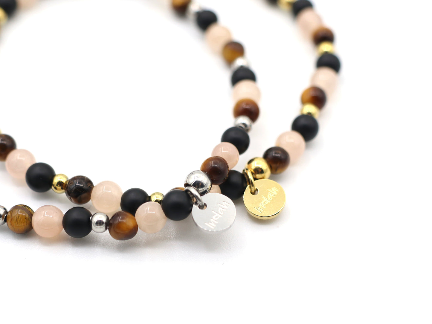 Natural beaded bracelet new beginnings, silver and gold