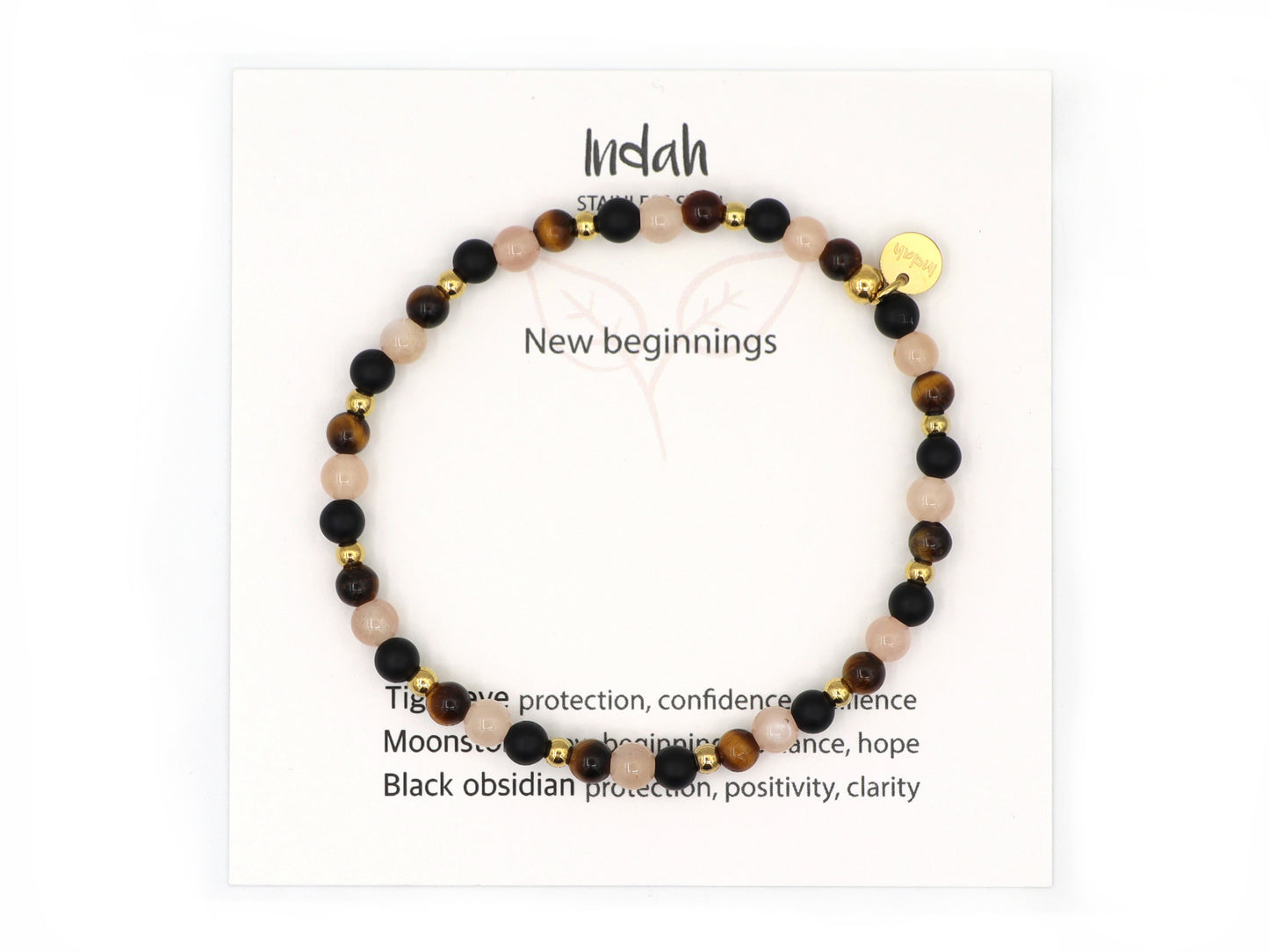 Natural beaded bracelet new beginnings, silver and gold