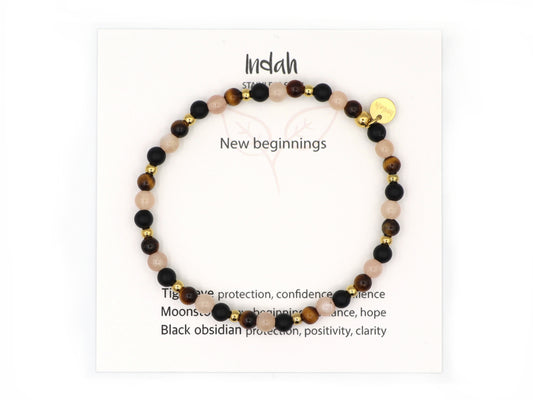 Natural beaded bracelet new beginnings, silver and gold