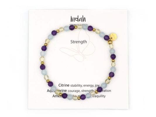 Natural beaded bracelet strength, silver and gold