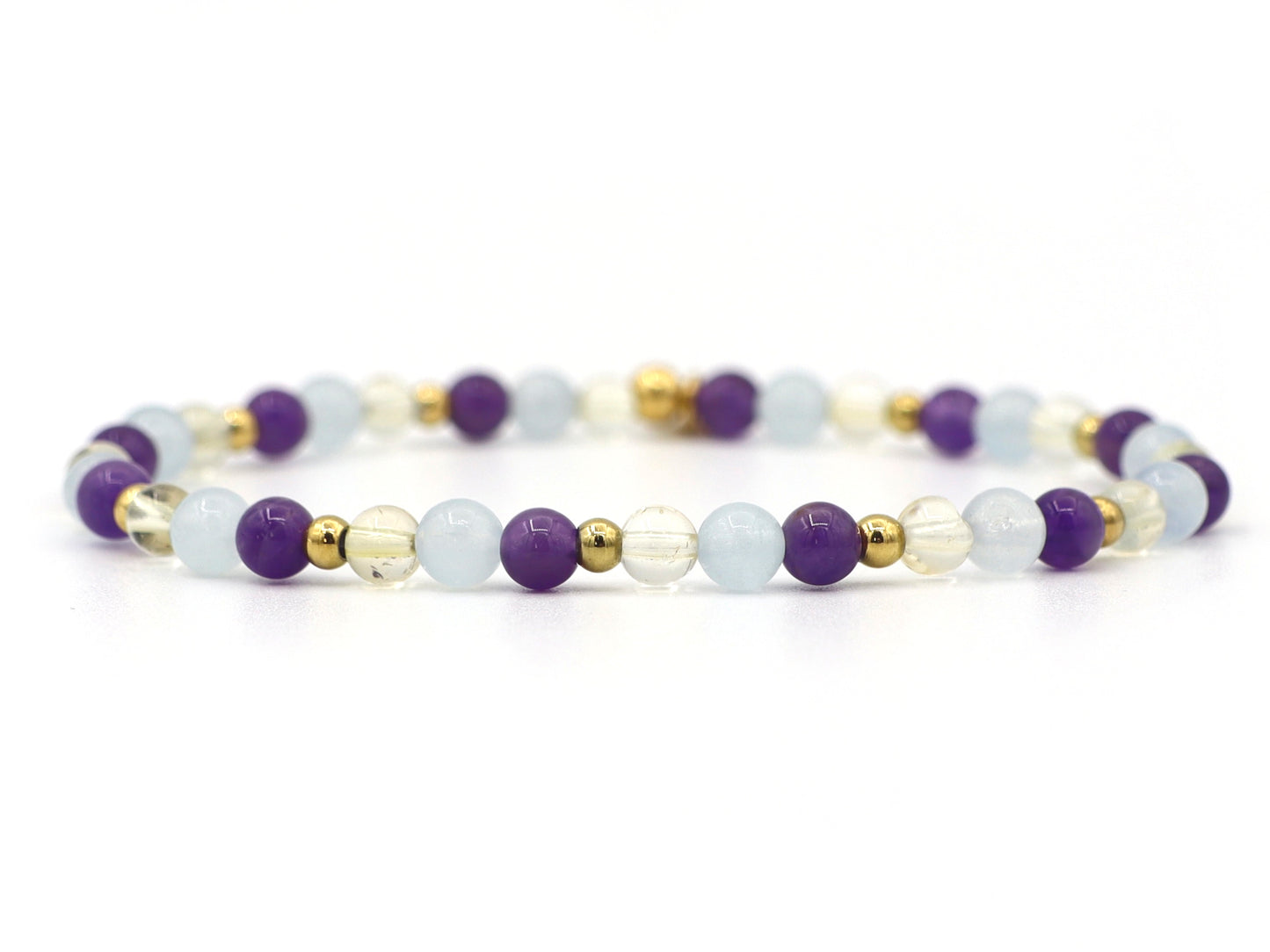 Natuursteen armband strength, zilver en goud