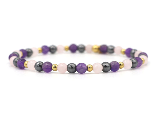 Natural beaded bracelet thinking of you, silver and gold