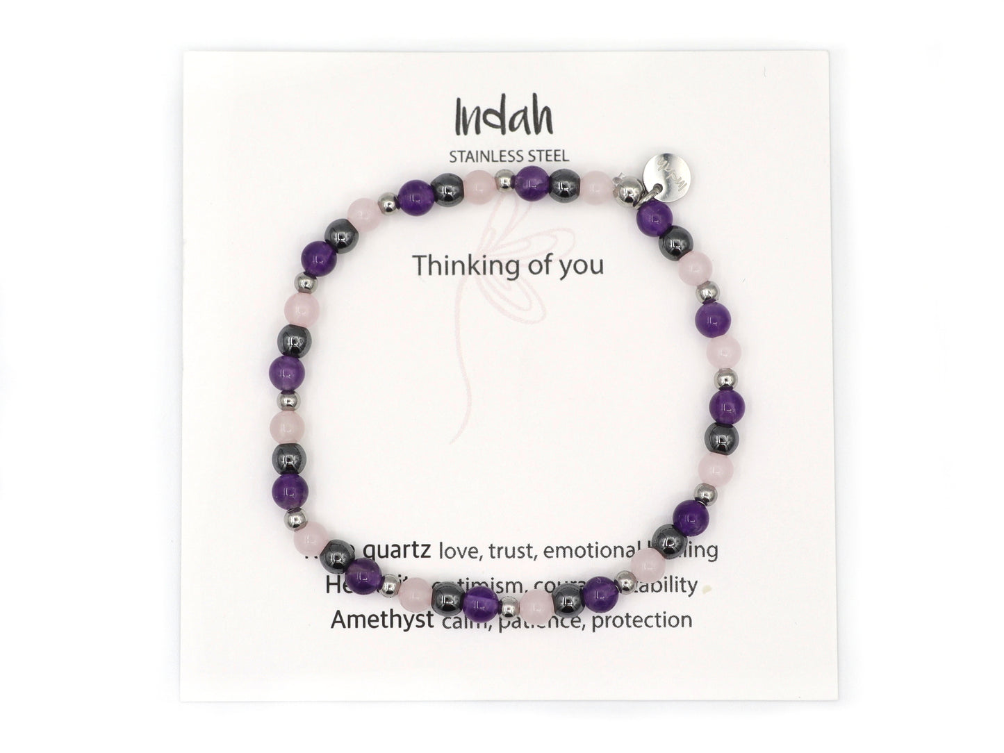 Natural beaded bracelet thinking of you, silver and gold