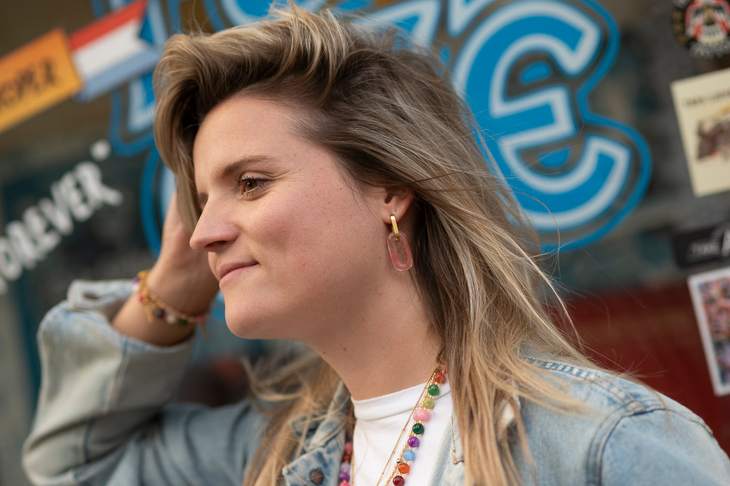 Oorbellen Kirana aquamarijn, zilver of goud roestvrijstaal