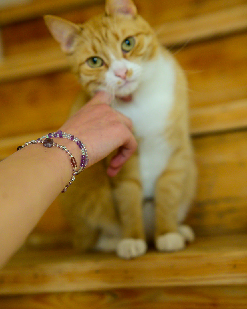 Armband Dewi amethist, zilver of goud roestvrijstaal