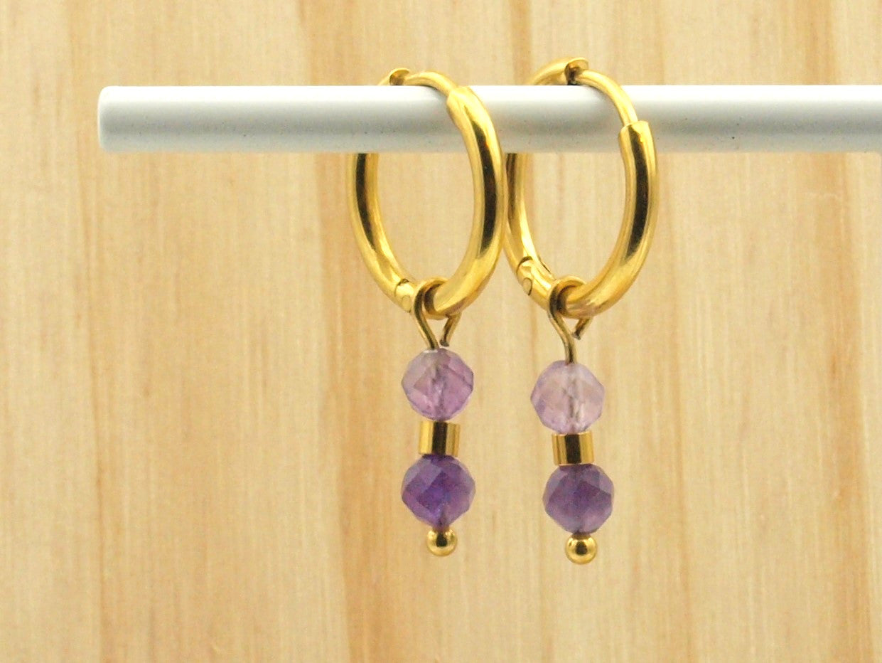 Earrings Indah natural stone, silver or gold stainless steel