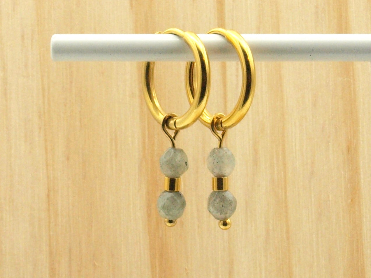Earrings Indah natural stone, silver or gold stainless steel