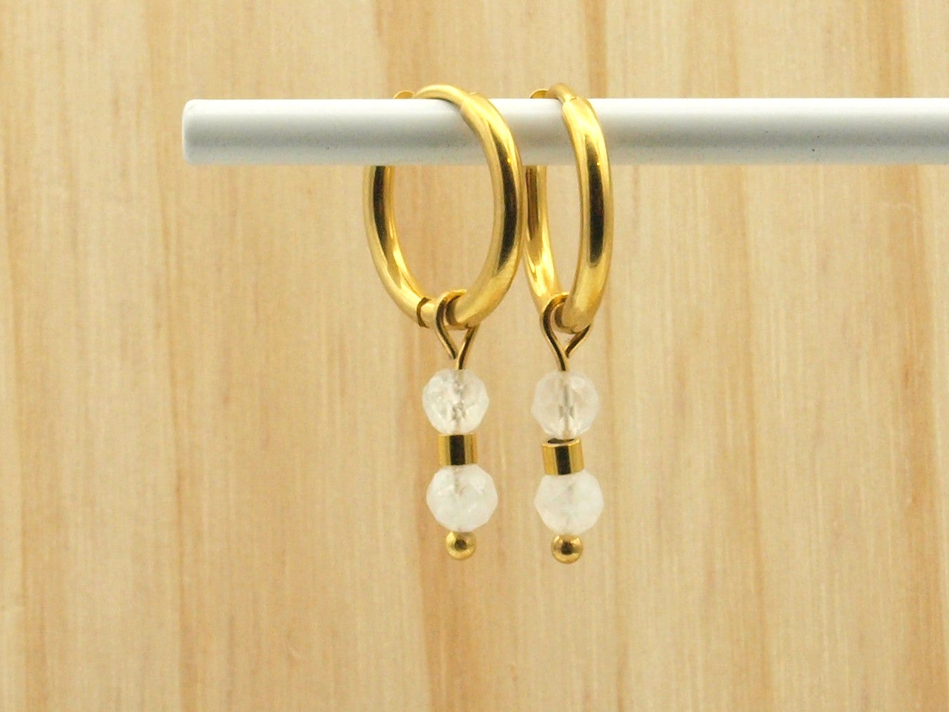 Earrings Indah natural stone, silver or gold stainless steel