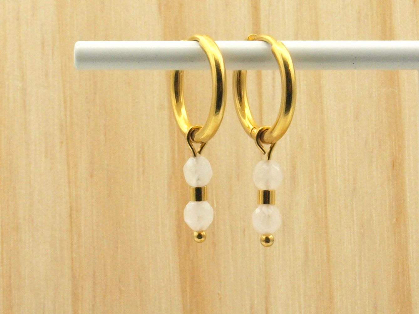 Earrings Indah natural stone, silver or gold stainless steel