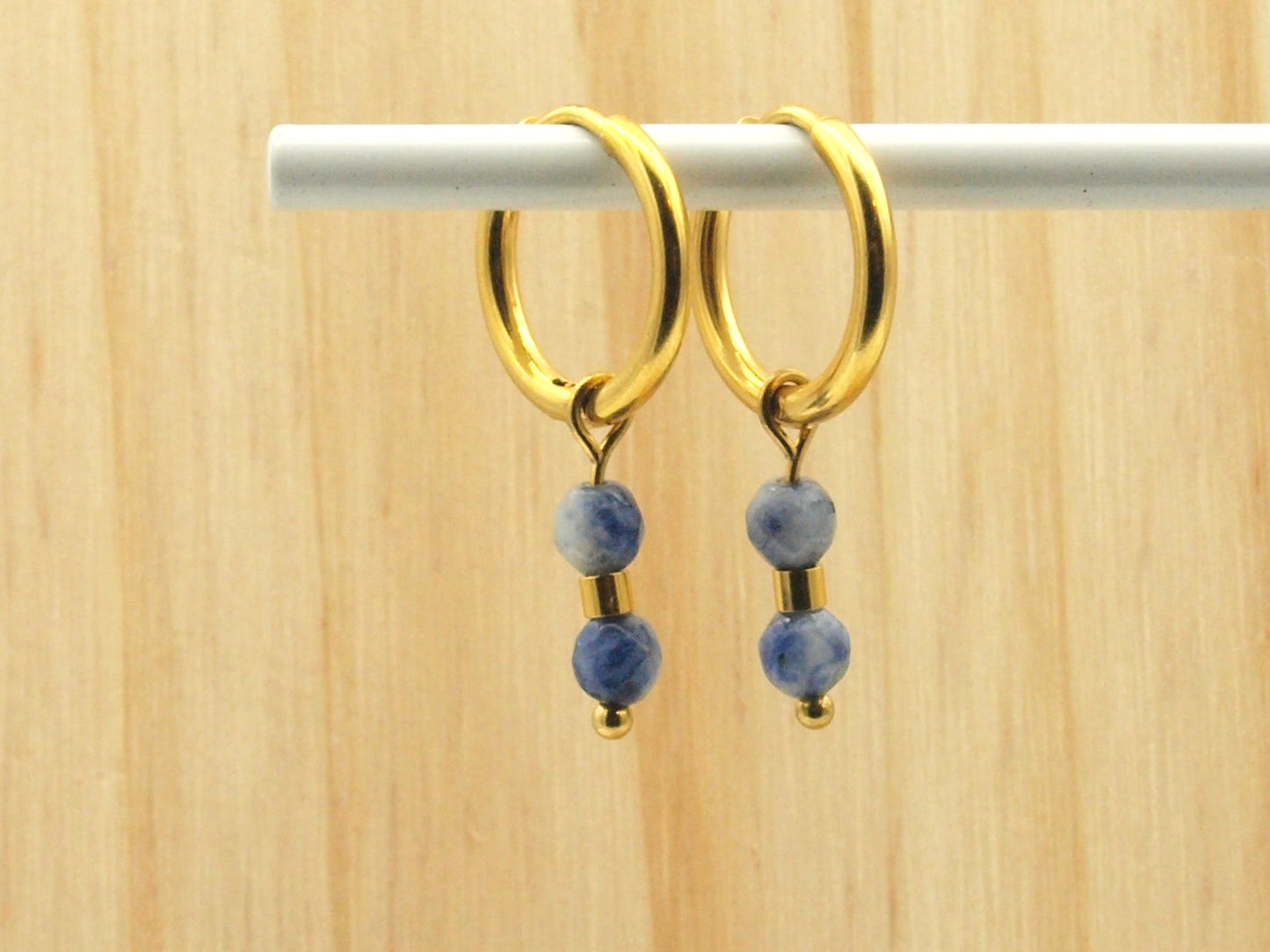 Earrings Indah natural stone, silver or gold stainless steel