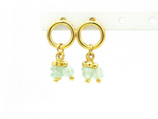 Earrings Nani aventurine, silver or gold stainless steel