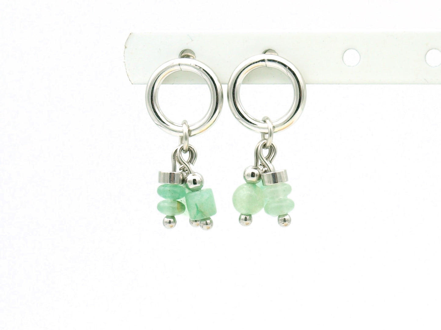 Earrings Nani aventurine, silver or gold stainless steel