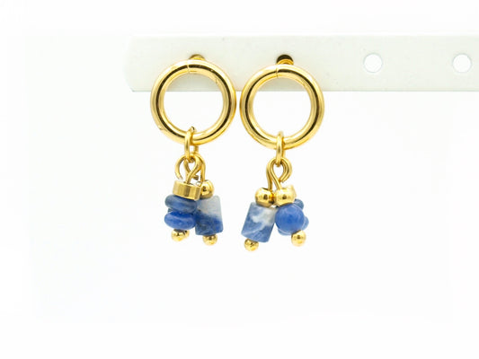 Earrings Nani sodalite, silver or gold stainless steel