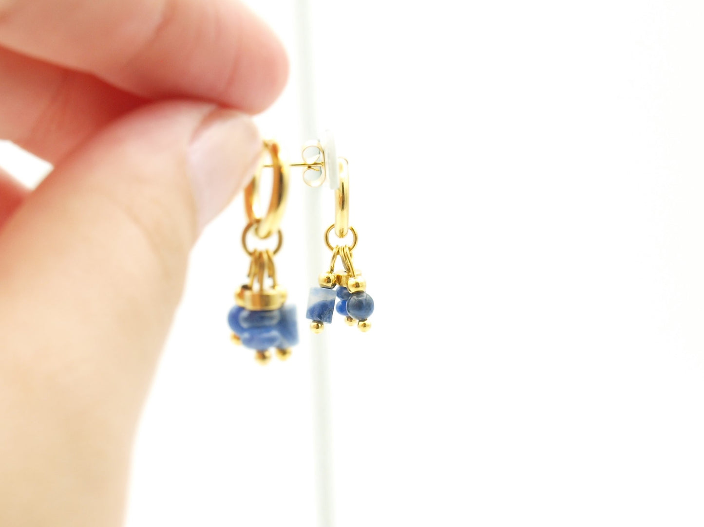 Earrings Nani sodalite, silver or gold stainless steel
