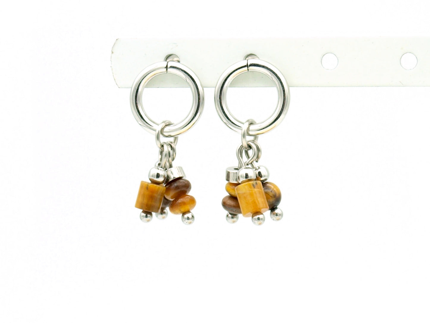 Earrings Nani tiger's eye, silver or gold stainless steel