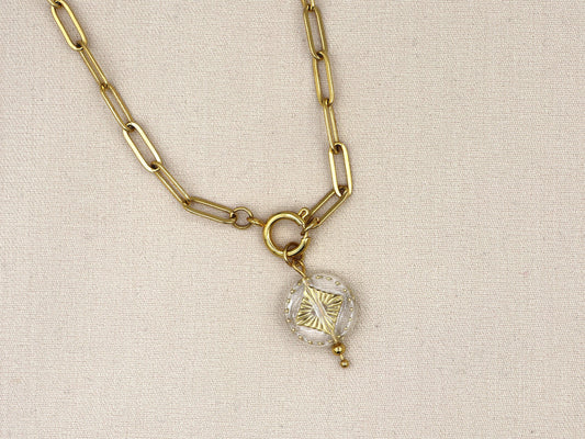 Necklace Paru flower, silver and gold stainless steel