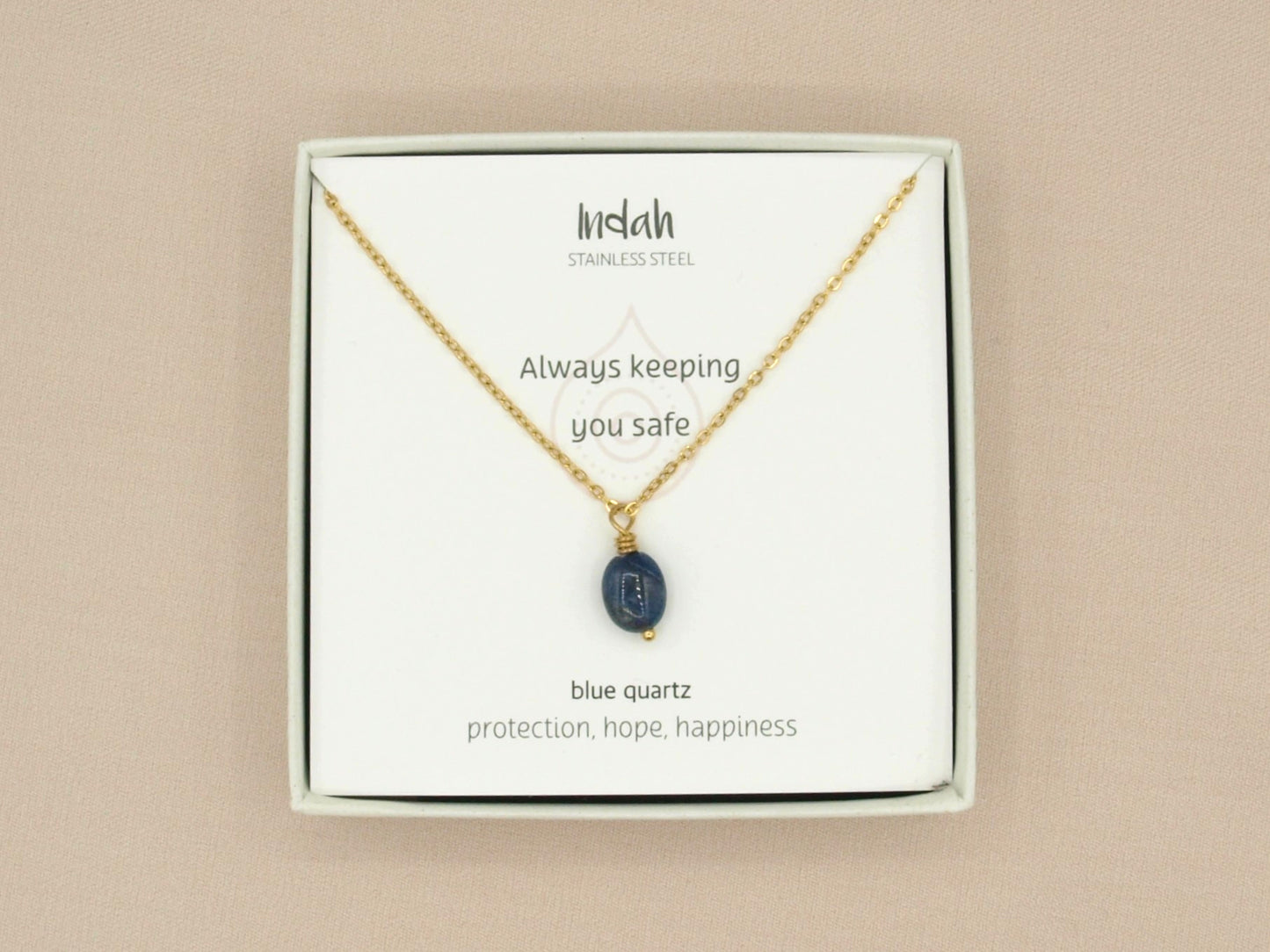 Ketting rock blauwe kwarts, zilver en goud roestvrij staal