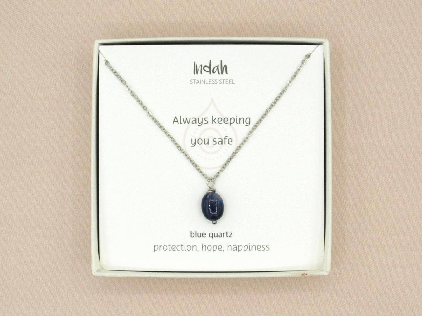 Ketting rock blauwe kwarts, zilver en goud roestvrij staal
