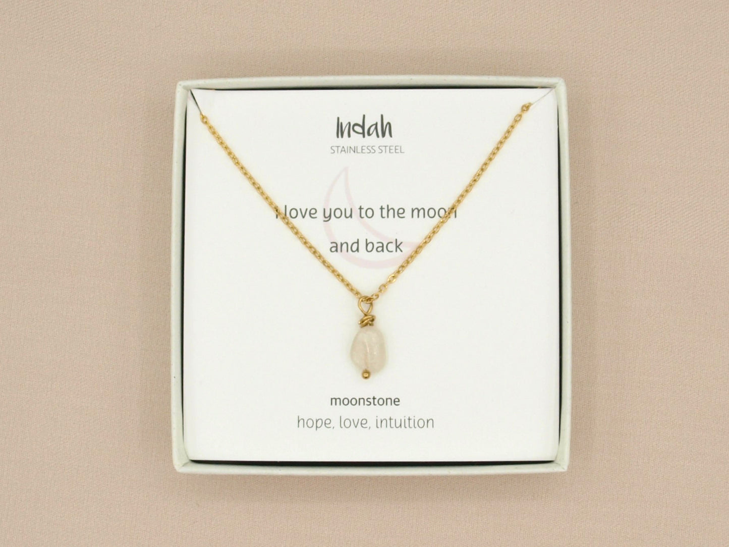 Ketting rock, maansteen, zilver en goud roestvrij staal