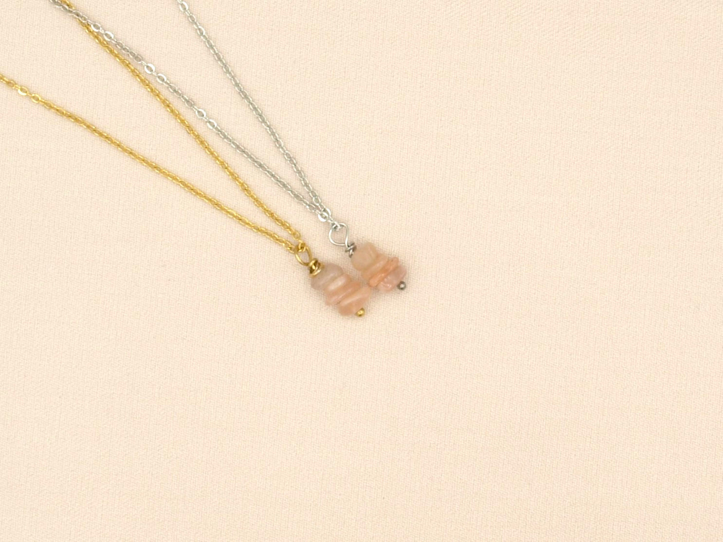 Ketting rock zonnesteen, zilver of goud roestvrijstaal