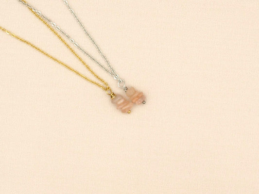 Necklace rock sun stone, silver and gold stainless steel