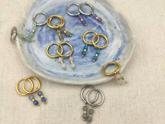 Earrings Indah natural stone, silver or gold stainless steel