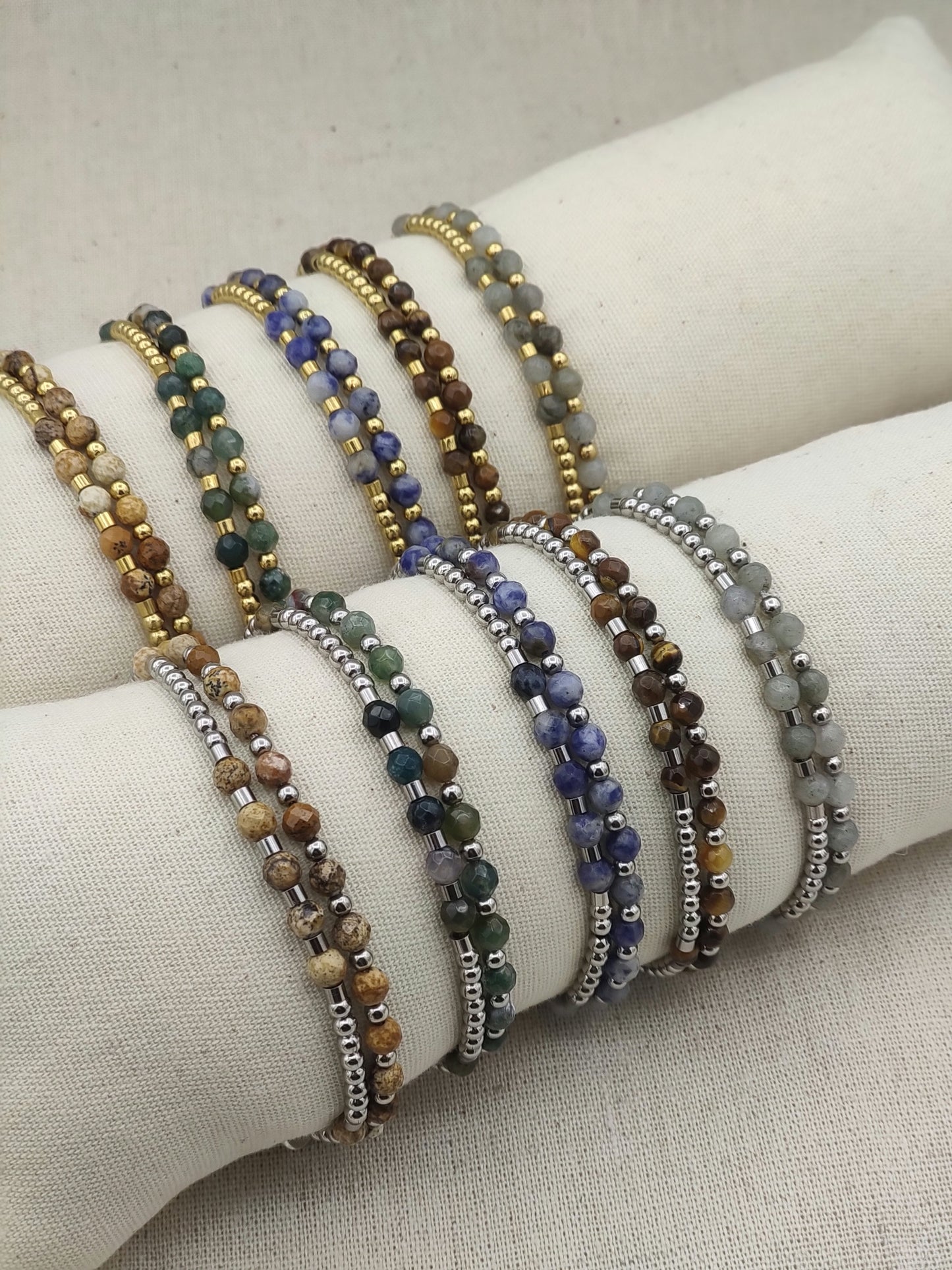 Bracelet Shi labradorite and stainless steel