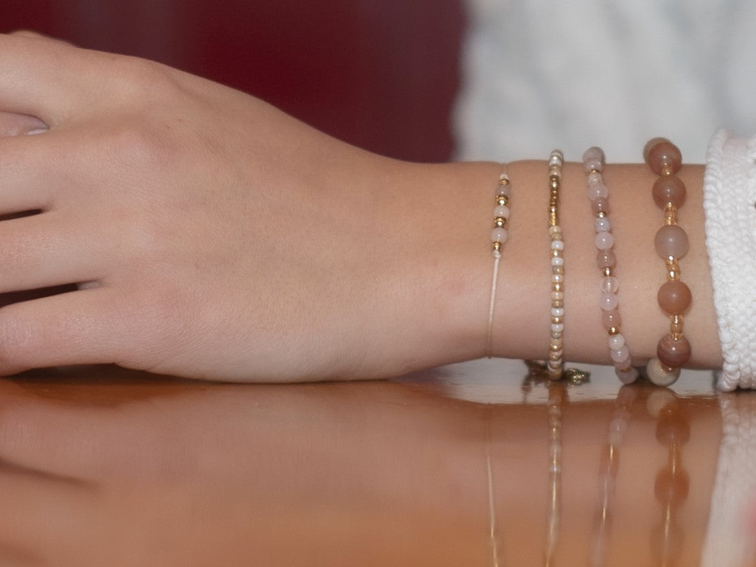 Armband Batu chalcedoon, zilver of goud roestvrijstaal