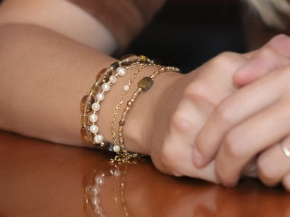 Armband Batu chalcedoon, zilver of goud roestvrijstaal