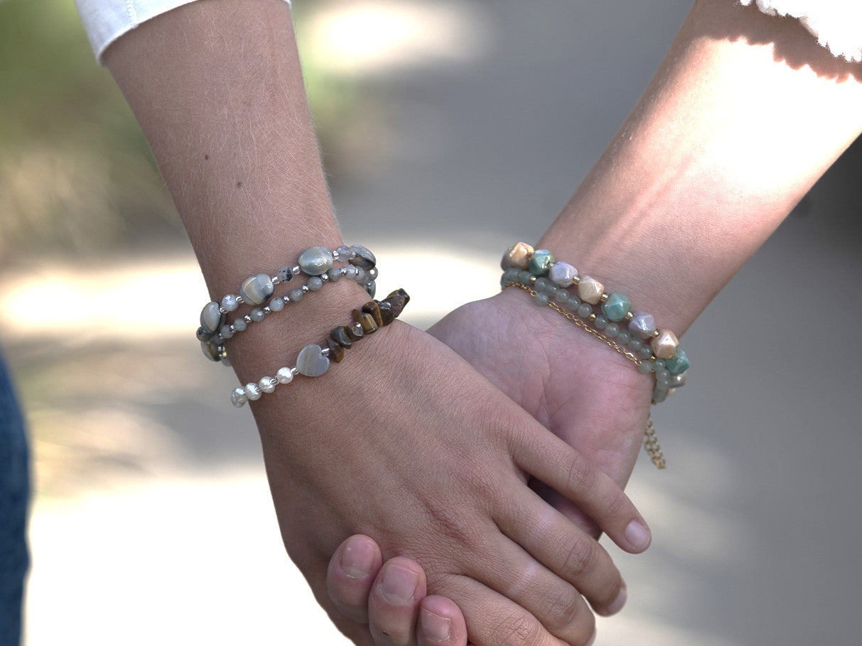 Armband Batu chalcedoon, zilver of goud roestvrijstaal