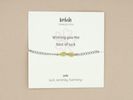 Bracelet rock chain, jade, silver and gold