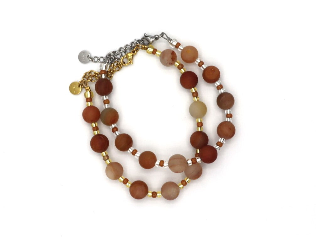 Armband Batu chalcedoon, zilver of goud roestvrijstaal