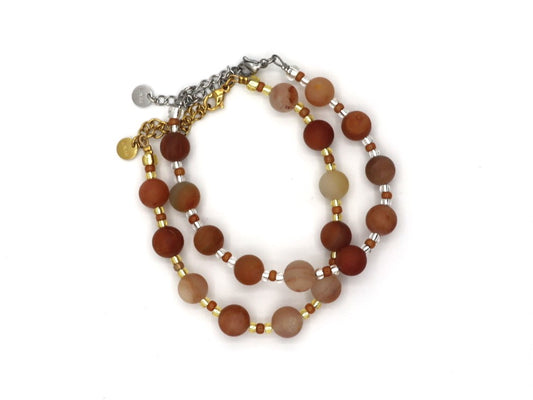 Armband Batu chalcedoon, zilver of goud roestvrijstaal