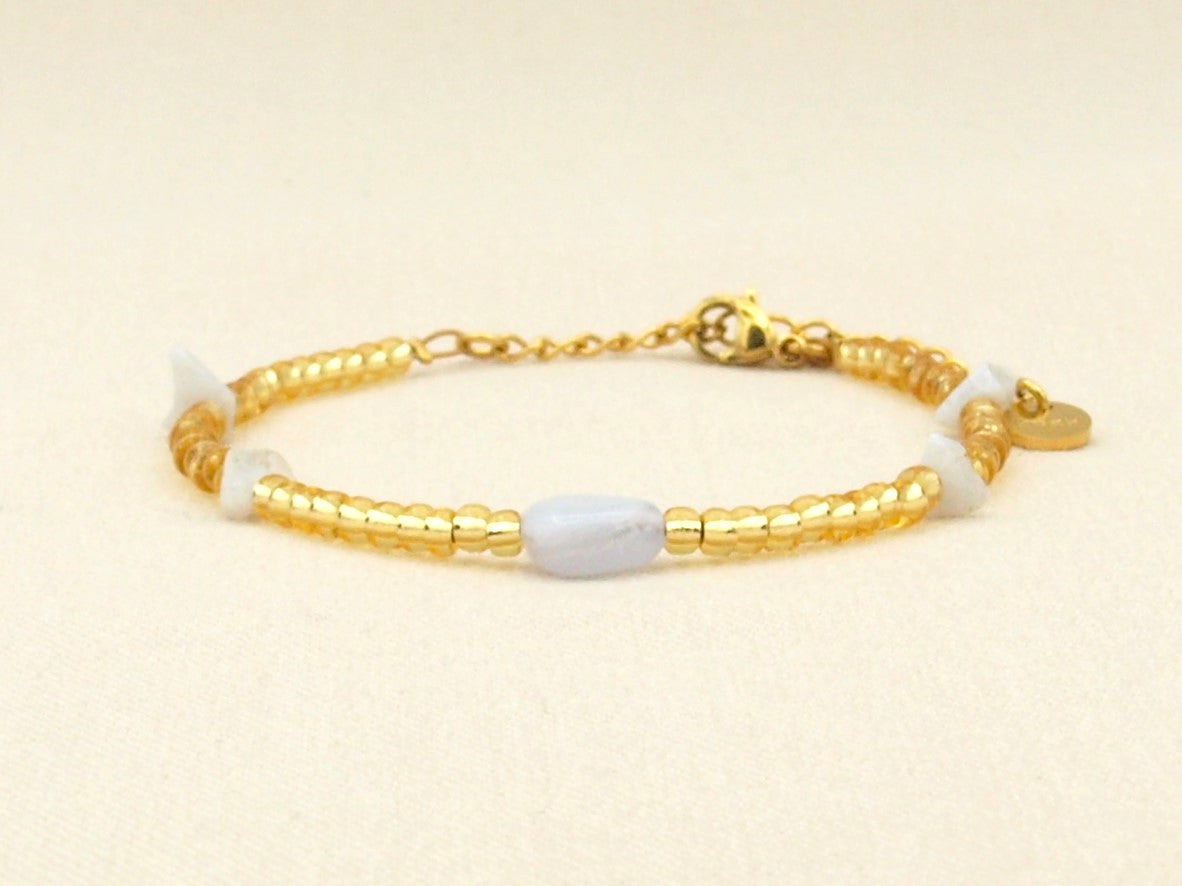 Bracelet Indah natural stone, silver or gold stainless steel