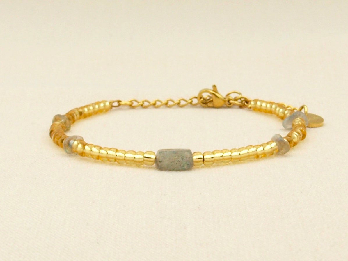 Bracelet Indah natural stone, silver or gold stainless steel