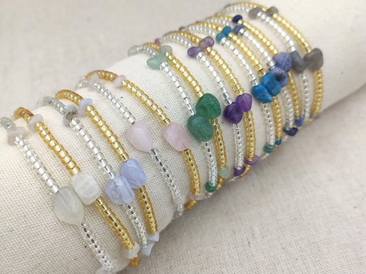 Bracelet Indah natural stone, silver or gold stainless steel