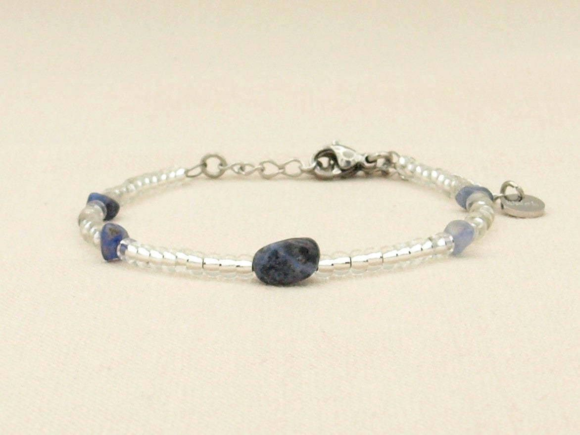 Bracelet Indah natural stone, silver or gold stainless steel