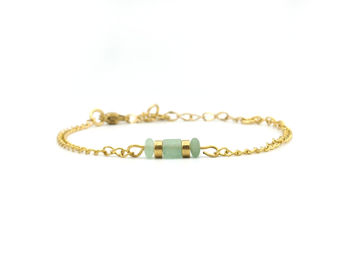 Bracelet Iris aventurine, silver and gold stainless steel