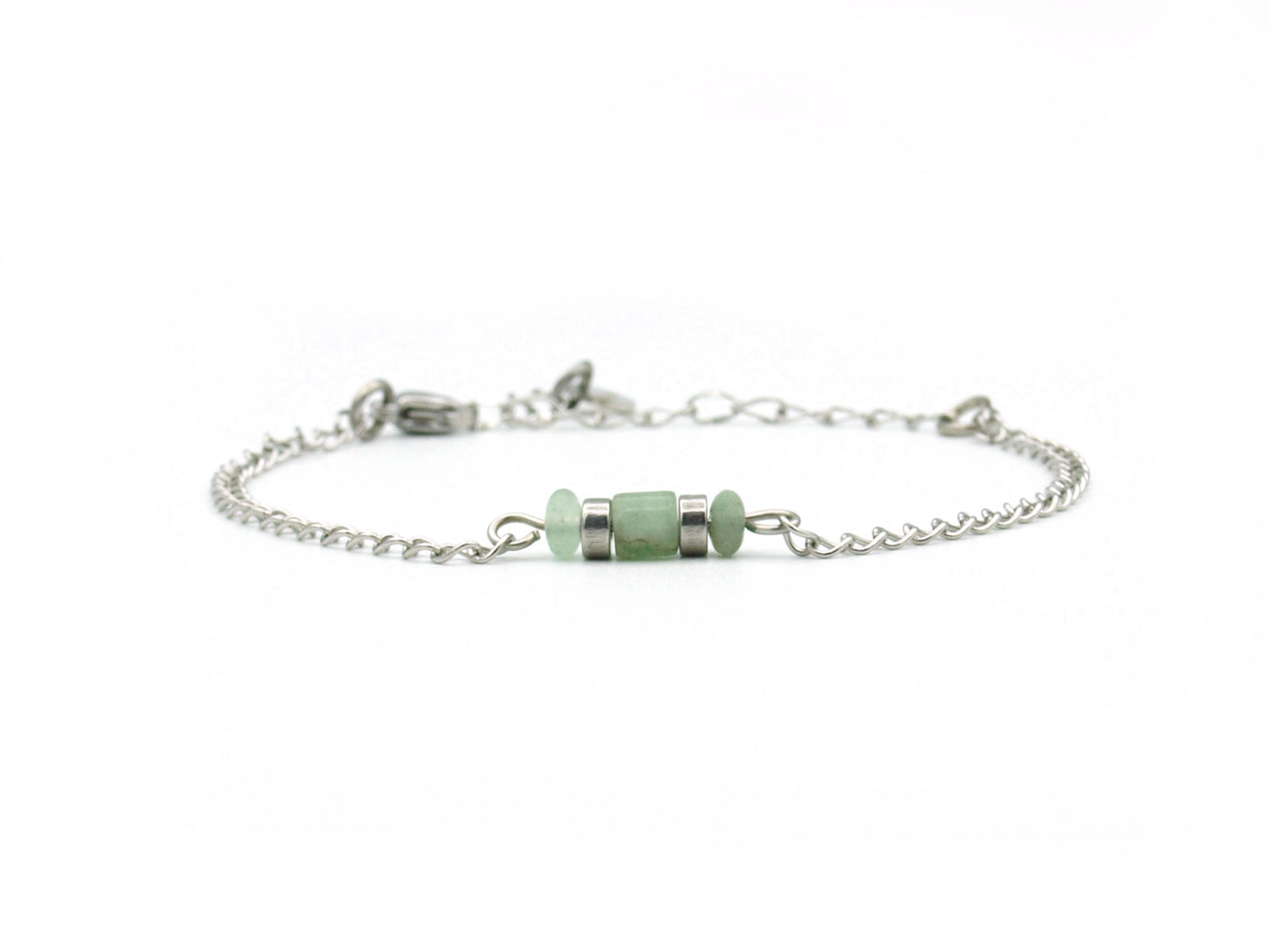 Bracelet Iris aventurine, silver and gold stainless steel