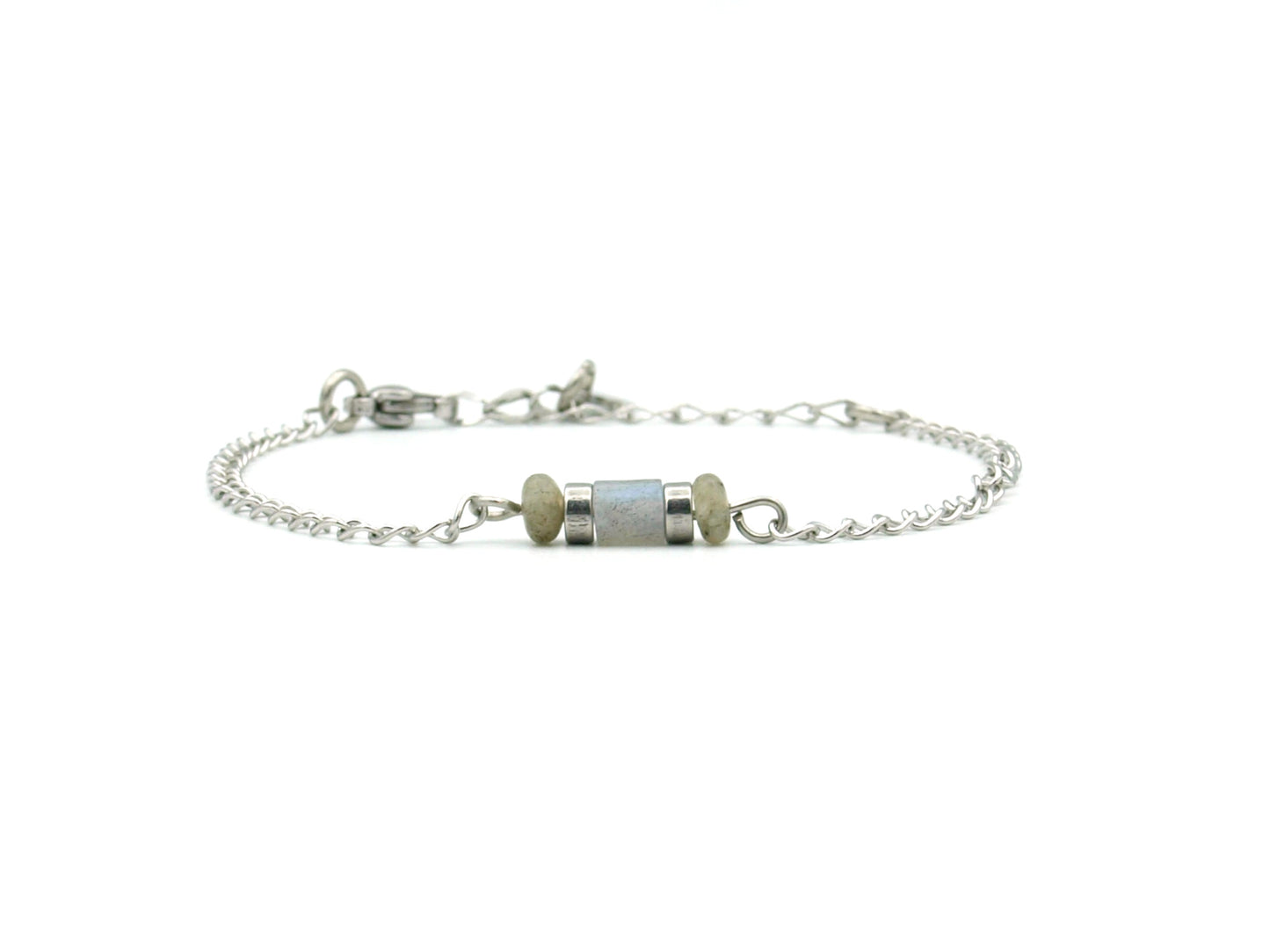 Armband Iris labradoriet, zilver of goud roestvrijstaal