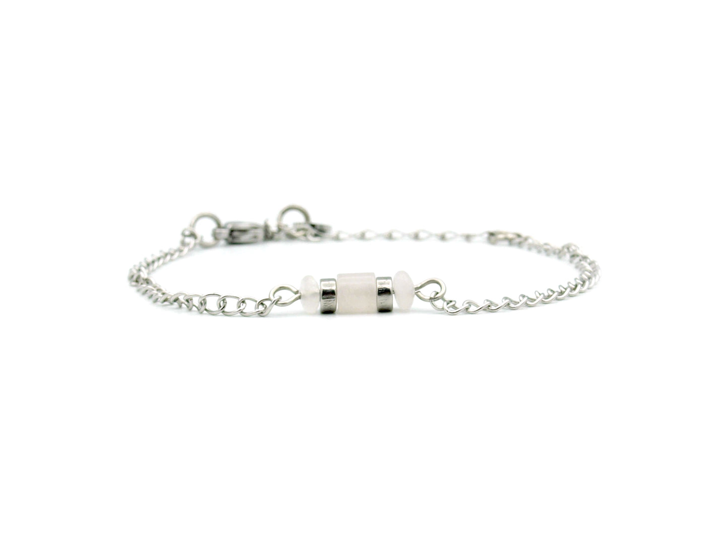 Bracelet Iris rose quartz, silver and gold stainless steel