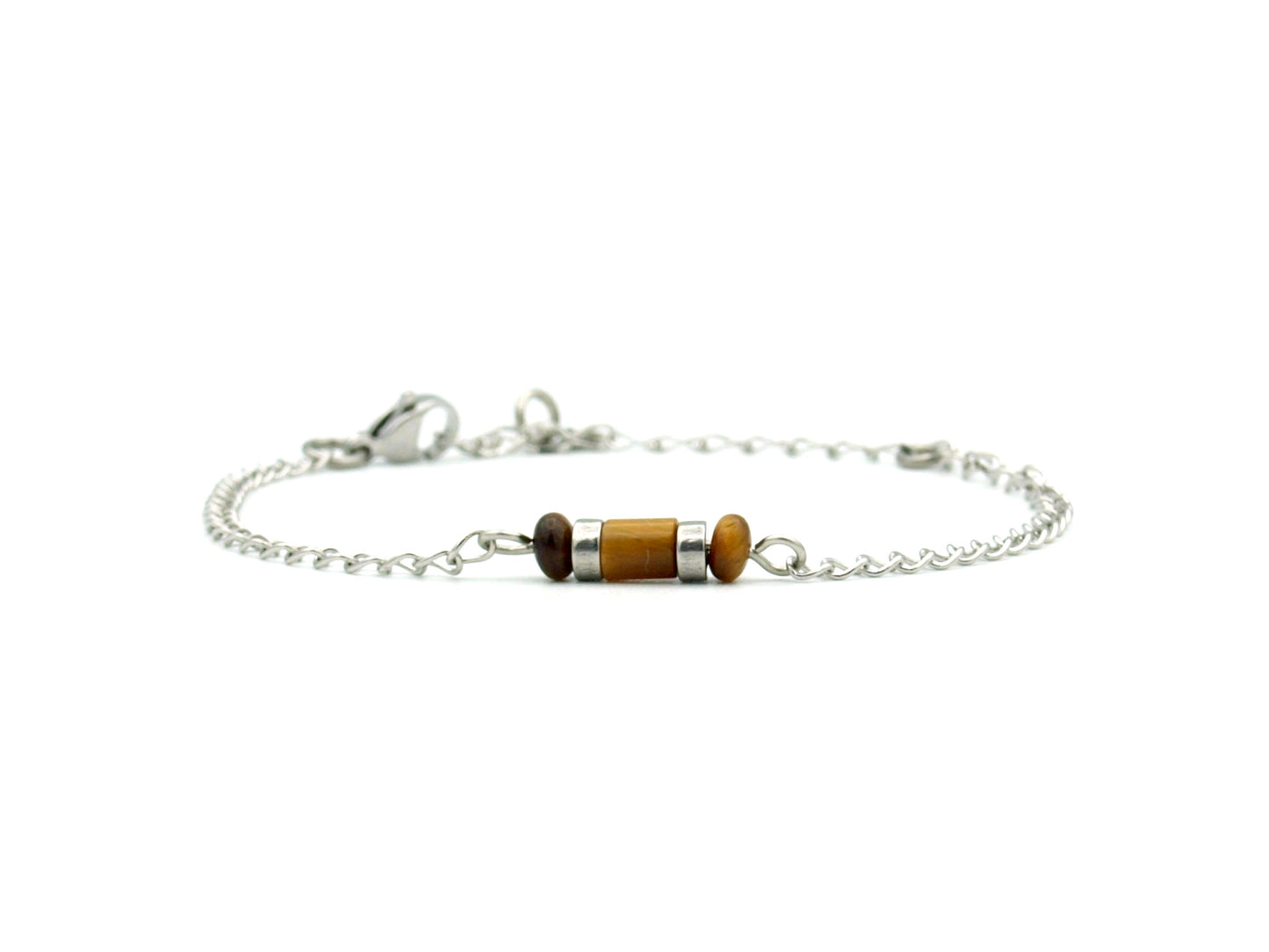 Bracelet Iris tiger's eye, silver and gold stainless steel