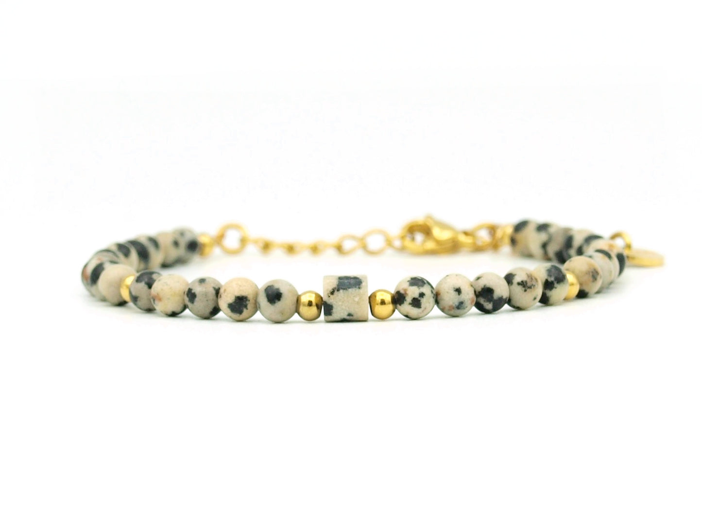 Armband Nani dalmatiër jaspis, zilver of goud roestvrij staal