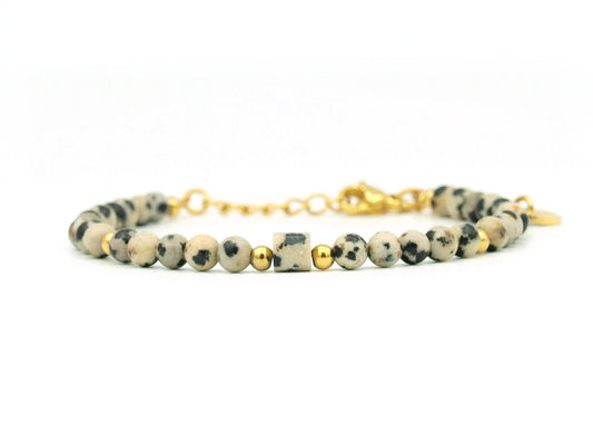 Armband Nani dalmatiër jaspis, zilver of goud roestvrij staal