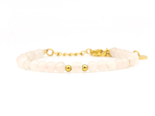 Bracelet Nani rose quartz, silver or gold stainless steel