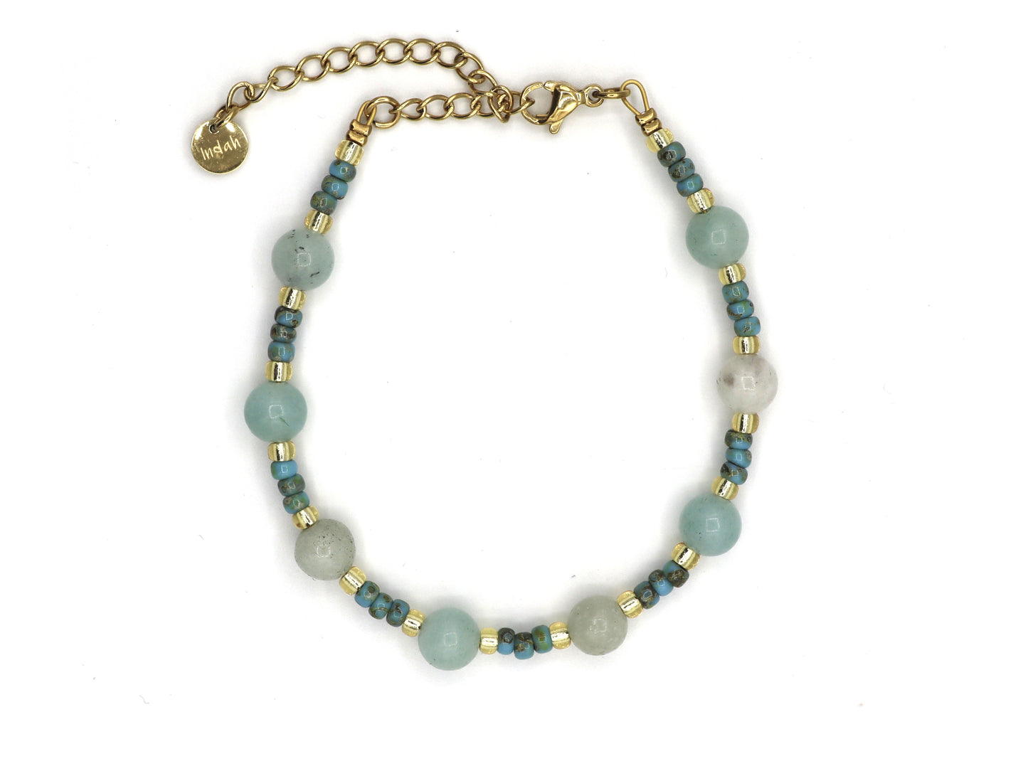Bracelet Juwita amazonite, silver or gold stainless steel
