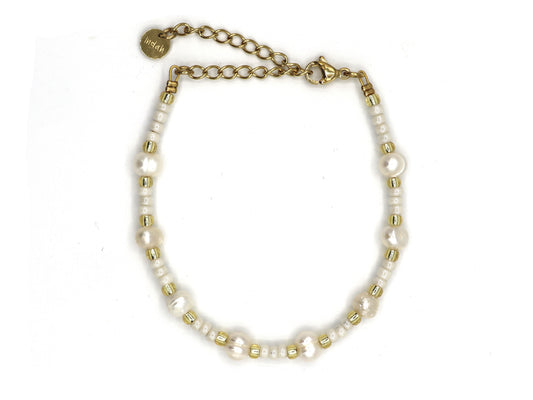 Bracelet Juwita pearl, silver or gold stainless steel