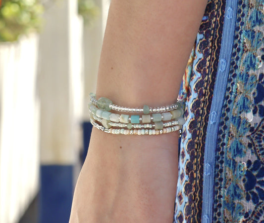 Armband Batu chalcedoon, zilver of goud roestvrijstaal