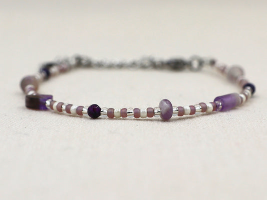 Bracelet Kirana amethyst silver or gold stainless steel