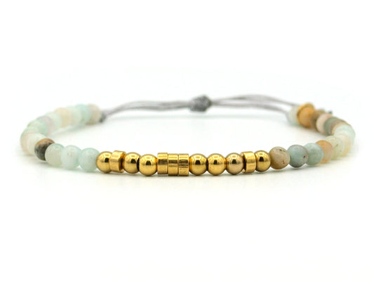 Personalized morse code bracelet, amazonite and stainless steel